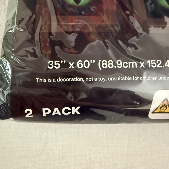 Halloween Window Decor 2 Pack 35 × 60 inch Panels Green Cat Eyes Spooky Village - Picture 7 of 10